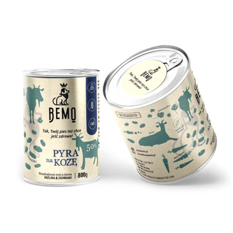 Bemo - Monobiałkowa, naturalna mokra karma dla psów z koziną – PYRA na KOZĘ 800 g