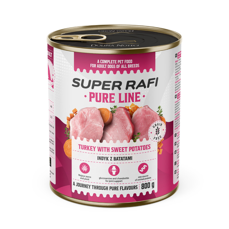 Super Rafi Pure Line Mokra karma dla psa - indyk z batatami 800 g