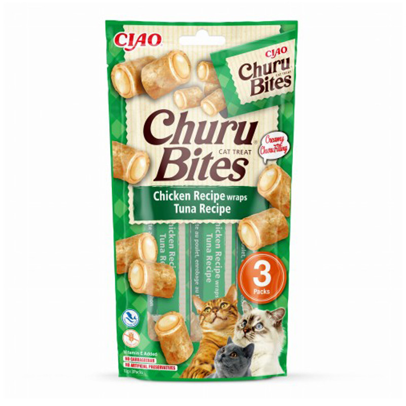 Inaba Cat Churu Bites Chicken Wraps Tuna Przysmak dla kota z tuńczykiem 3 x 10 g