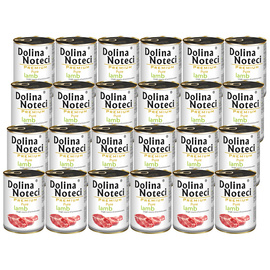 Karma mokra dla psa alergika Dolina Noteci Premium Pure bogata w jagnięcinę zestaw 12 x 400 g