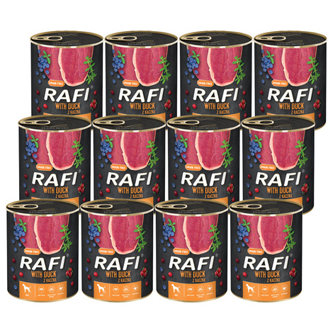 Mokra karma dla psa Rafi z kaczką zestaw 12 x 800 g