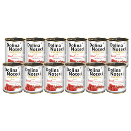 Mokra karma dla psa alergika Dolina Noteci Premium Pure bogata w wołowinę z ryżem brązowym zestaw 12 x 400 g