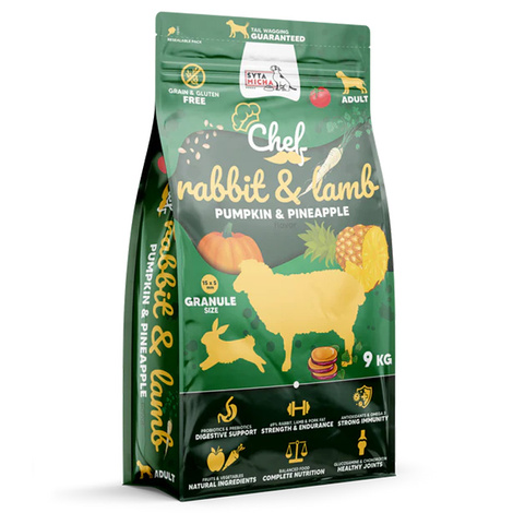 Syta Micha Chef Sucha karma dla psa Królik i jagnięcina, dynia i ananas 9 kg