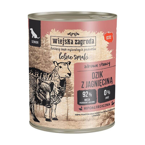 Archiwum Wiejska Zagroda Leśne smaki Dzik z jagnięciną 800 g Karma mokra dla psa (senior)
