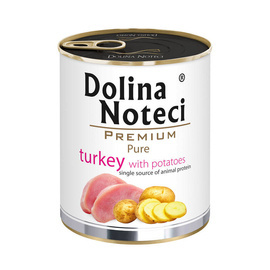 Mokra karma dla psa alergika Dolina Noteci Premium Pure bogata w indyka z ziemniakami 800 g
