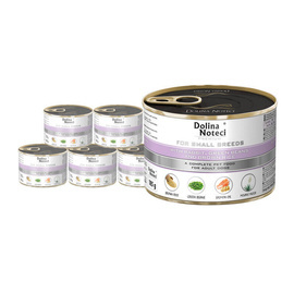 Karma mokra dla psów małych ras Dolina Noteci Premium z królikiem, fasolką i ryżem zestaw 12 x 185 g