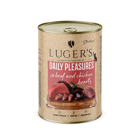 Karma mokra dla kota Luger's Daily Pleasures Sterilised z wołowiną i sercami z kurczaka 400 g