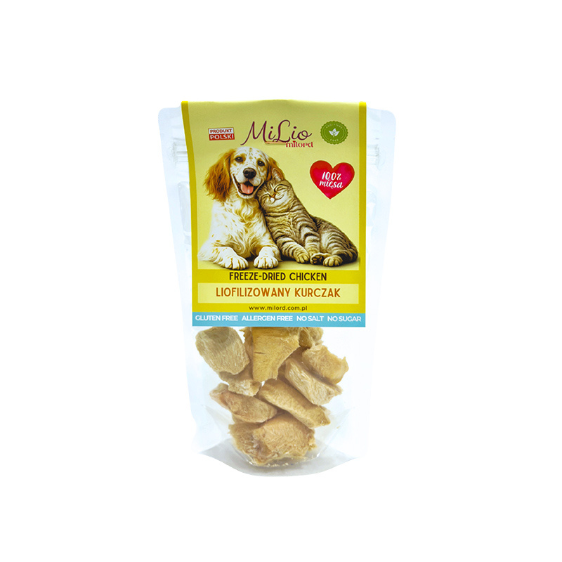 Milord MiLio Liofilizowany kurczak naturalny lekkostrawny przysmak dla psa i kota 40 g