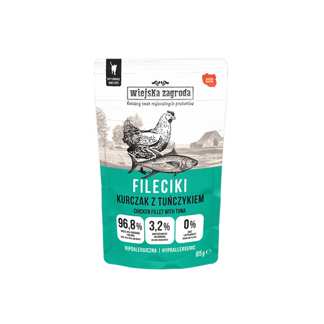Wiejska Zagroda mokra karma dla kota fileciki kurczak z tuńczykiem 85 g
