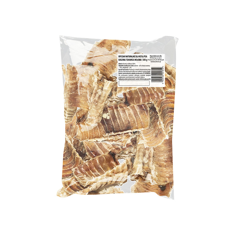 Naturalny przysmak gryzaki dla psa i kota tchawice wołowe 500 g