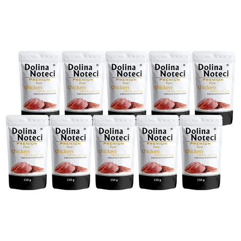 Mokra karma dla psa alergika Dolina Noteci Premium Pure bogata w kurczaka z ryżem zestaw 10 x 150 g