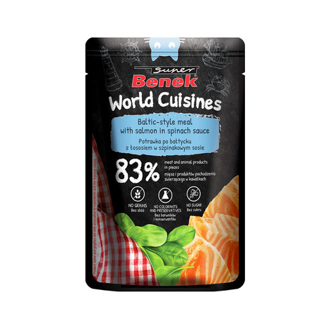 Super Benek Mokra karma dla kota Potrawka po bałtycku z łososiem w szpinakowym sosie 100 g