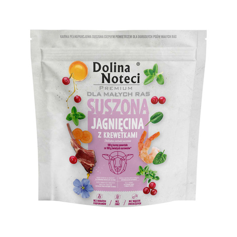 Karma suszona dla psa Dolina Noteci Premium dla dorosłych psów małych ras – jagnięcina z krewetkami 1 kg