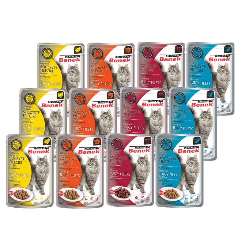 Super Benek Fileciki dla kota mix smaków karma mokra zestaw 12 x 85 g
