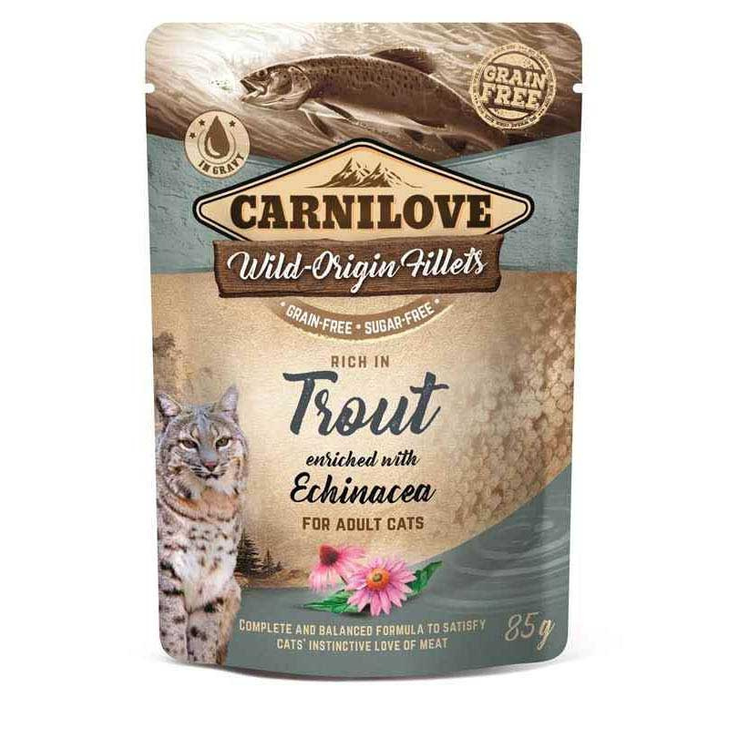 Carnilove Cat Pouch mokra karma dla kota pstrąg i echinacea 85 g