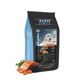 ALKEE karma dla psa sucha Łosoś z marchewką i porzeczką dla dorosłych psów wszystkich ras 12 kg