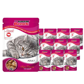 Super Benek Saszetka dla dorosłego kota z kawałkami wołowiny zestaw 12 x 100 g