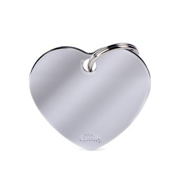 Zawieszka Adresówka Identyfikator z grawerem dla psa i kota serce duże chrom