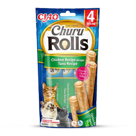 Inaba Cat Churu Rolls Chicken Wraps Tuna Przysmak dla kota o smaku kurczaka z tuńczykiem 4 x 10 g