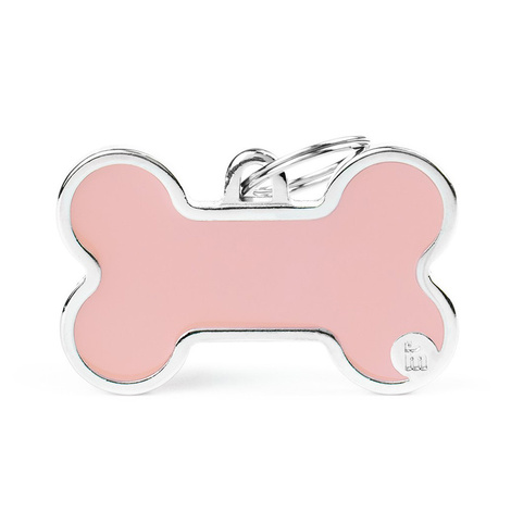Zawieszka Adresówka Identyfikator z grawerem dla psa i kota kość różowa z obramówką XL