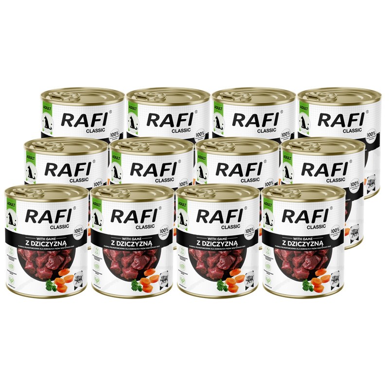 Mokra karma dla psa Rafi Classic z dziczyzną zestaw 12 x 800 g