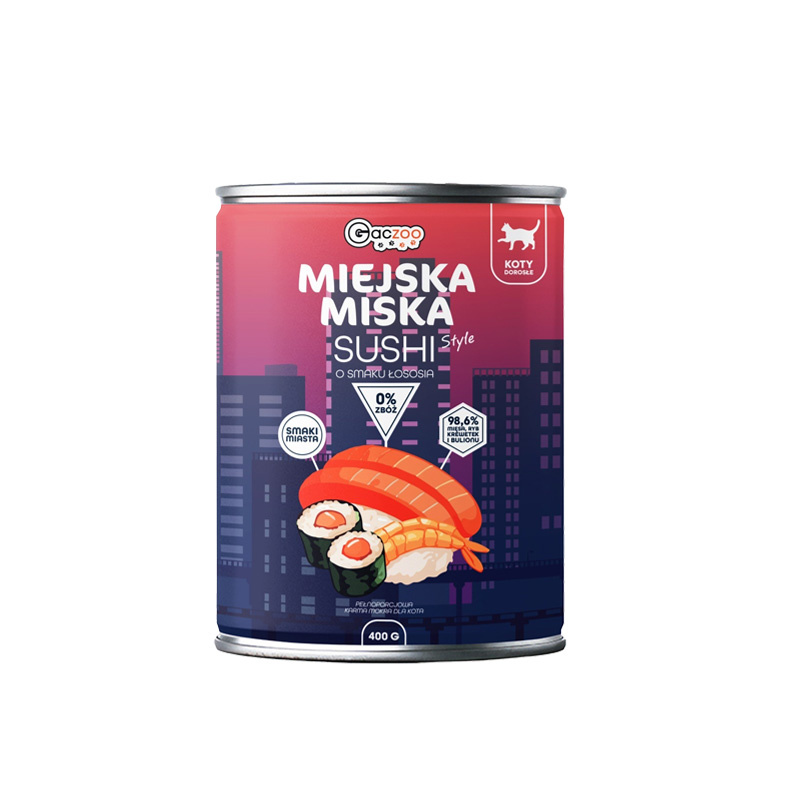 Gaczoo Miejska Miska Karma mokra dla kota tatar wołowy 400 g
