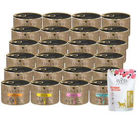 Karma dla kotów Luger’s mix 24 x 185 g + gratis Mokra karma dla kota ze schorzeniami dróg moczowych 4Vets Natural Urinary Non-struvite 85 g