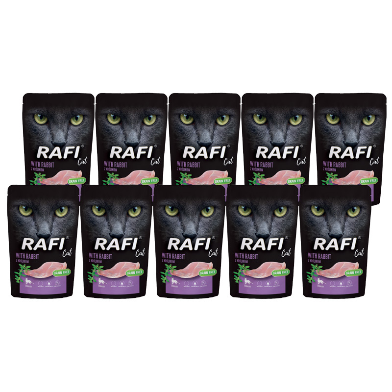 Mokra karma dla kotów sterylizowanych z królikiem Rafi Cat Adult zestaw 10 x 100 g