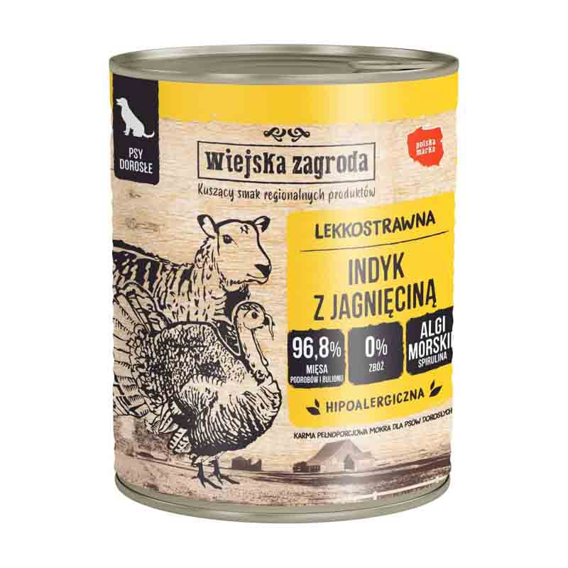 Wiejska Zagroda Karma mokra dla psa indyk z jagnięciną 800 g