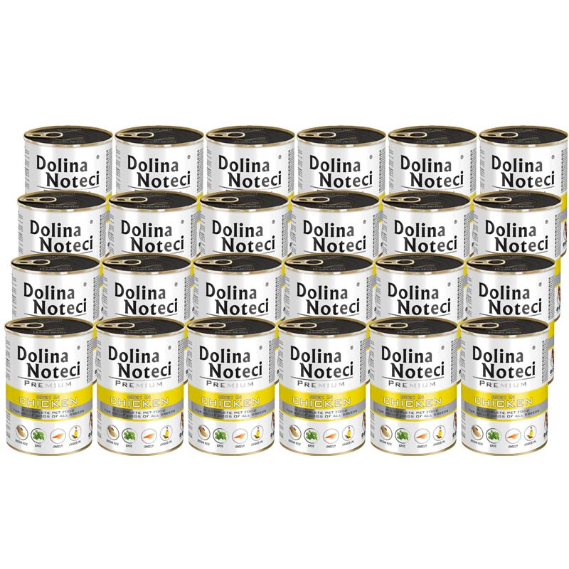 Mokra karma dla psa Dolina Noteci Premium bogata w kurczaka zestaw 24 x 400 g