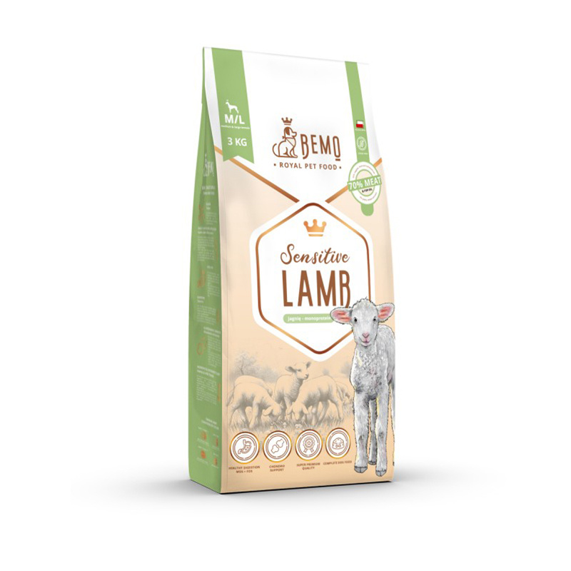 Bemo Sensitive Jagnięcina M/L – hipoalergiczna, monobiałkowa karma bezzbożowa dla psów dorosłych 3 kg
