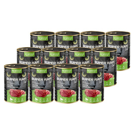 Karma mokra dla kotów Super Rafi Cat z dziczyzną i sercami z kurczaka 12 x 400 g