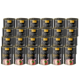 Mokra Karma dla psa Piper Animals z sercami z kurczaka i szpinakiem zestaw 24 x 400 g