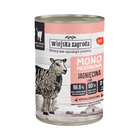 Wiejska Zagroda mokra karma monobiałkowa dla kota jagnięcina 400 g