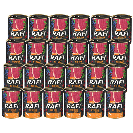 Mokra karma dla psa Rafi z kaczką zestaw 24 x 400 g
