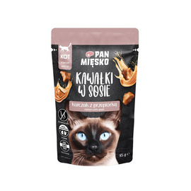 Pan Mięsko Karma mokra dla kota Kawałki w sosie Kurczak z przepiórką 85 g