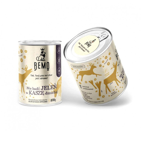 Bemo Monobiałkowa karma mokra dla psów z jeleniem Nie bądź jeleń w kaszę dmuchaj 800g