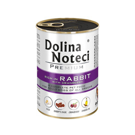 Mokra karma dla psa Dolina Noteci Premium bogata w królika z żurawiną puszka 400 g