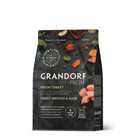 Grandorf Dog Fresh Turkey Medium Maxi Karma sucha dla psów średnich i dużych ras 1kg
