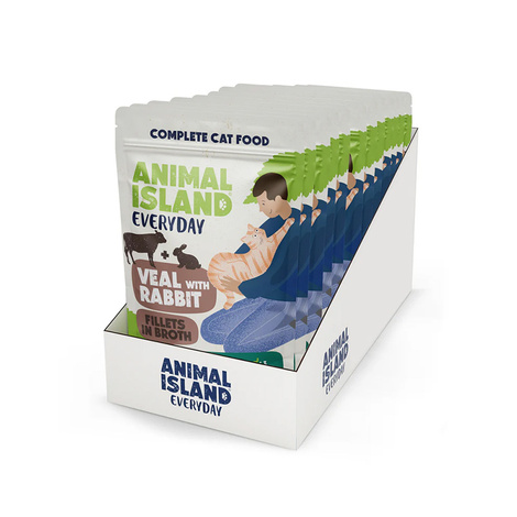 Animal Island Everyday Karma mokra dla kota fileciki w rosole cielęcina z królikiem 12 x 85 g