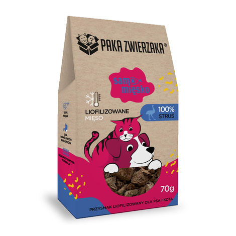 Paka Zwierzaka Samo Mięsko Przysmak liofilizowany dla psa i kota Struś 70 g
