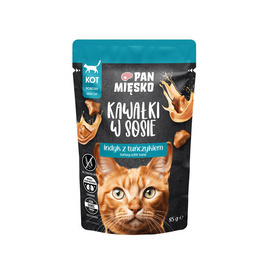 Pan Mięsko Karma mokra dla kota Kawałki w sosie Indyk z tuńczykiem 85 g