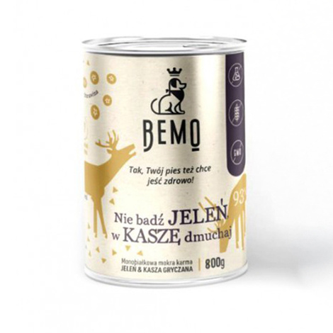 Bemo Monobiałkowa karma mokra dla psów z jeleniem Nie bądź jeleń w kaszę dmuchaj 800g