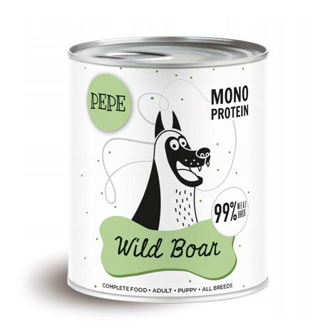 Paka Zwierzaka PEPE Wild Boar Karma mokra dla psa dzik 800 g