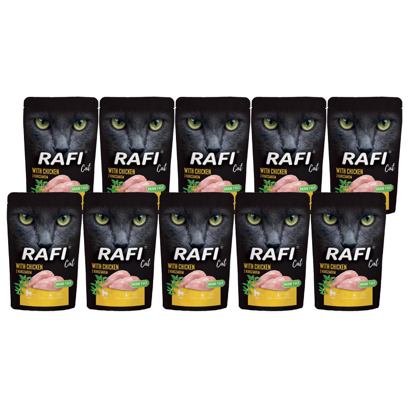 Mokra karma dla kota Rafi Cat Adult z kurczakiem zestaw 10 x 100 g