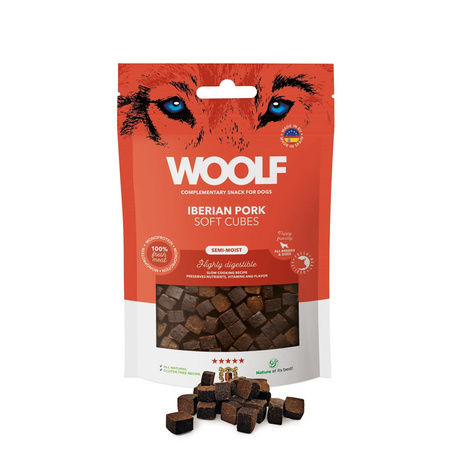 Woolf Soft Cubes monoprotein Przysmak dla psa kosteczki z wieprzowiny iberyjskiej 100 g