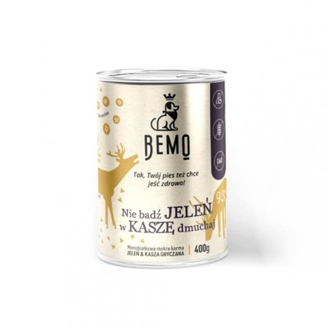 Bemo Monobiałkowa karma mokra dla psów z jeleniem Nie bądź jeleń w kaszę dmuchaj 400g