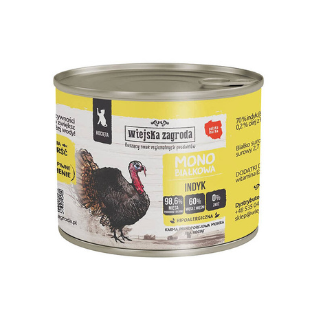 Wiejska Zagroda mokra karma monobiałkowa dla kota junior indyk 200 g