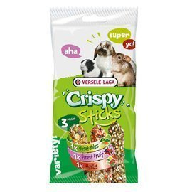 Versele Laga Crispy Karma uzupełniająca dla królików, kawii domowych, szynszyli i koszatniczek kolby 3 szt. warzywna, owoce leśne, ziołowa 165 g