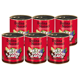 Karma mokra dla psa Dolina Noteci Superfood wołowina i serca z gęsi zestaw 6 x 800 g